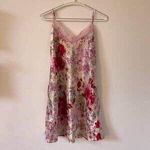 Pink and lace floral slip dress